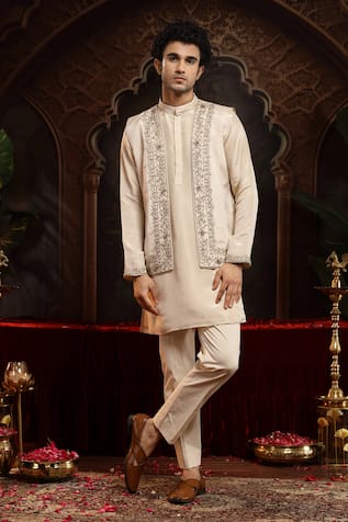 Miku Kumar Ivory Nehru Jacket Kurta Set 