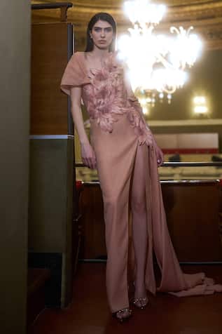 Supria Munjal Dusty Peach Organza Designer Gown 