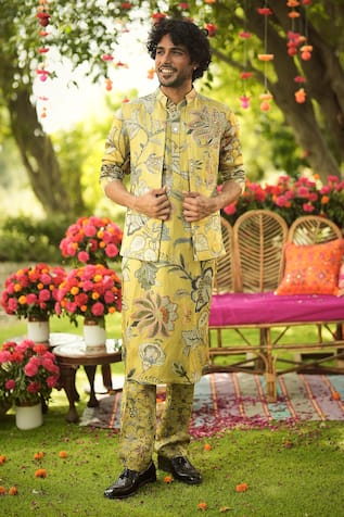 Mahima Mahajan Designer Printed Bundi Kurta Pant Set 