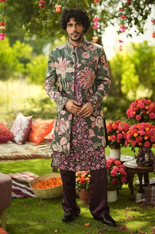 Mahima Mahajan Floral Printed Designer Sherwani Set 