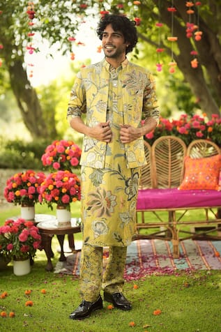 Mahima Mahajan Old Gold Designer Nehru Jacket 