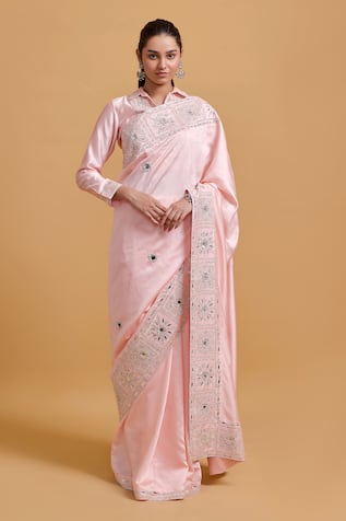 Gulabo By Abu Sandeep Designer Modal Chanderi Pink Saree 