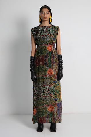 Forty Four Multi Color Hand Embroidered Dress 