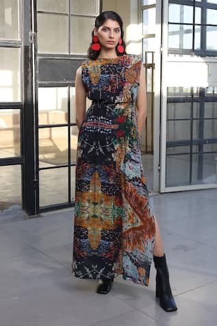 Forty Four Multi Color Hand Embroidered Dress 