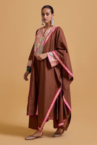 Gulabo By Abu Sandeep Chanderi Embroidered Kurta Pant Set 