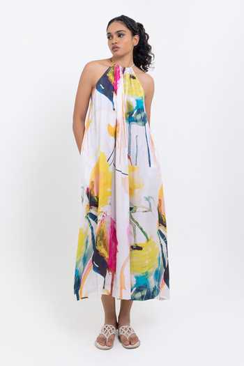Pop Sugar Multi Colour Halter Neck Maxi Dress 