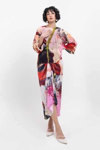 Pop Sugar Multi Colour Vegan Silk Skirt 