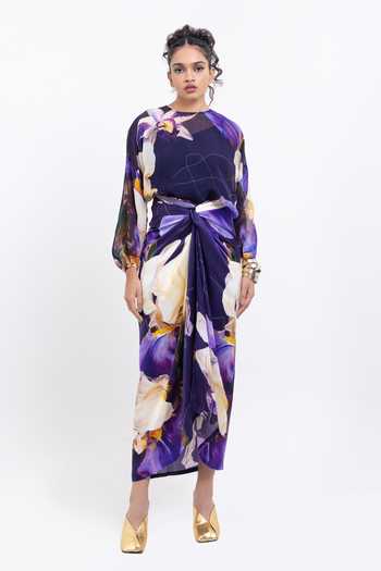 Pop Sugar Purple Floral Organza Top 