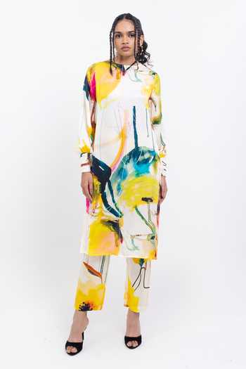 Pop Sugar Multi Colour Vegan Silk Kurta Pant Set 