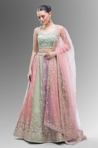 Samyukta Singhania Multicolor Tissue Classic Lehenga Set 