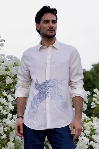 Asuka Skyward Grace Linen Embroidered Shirt 