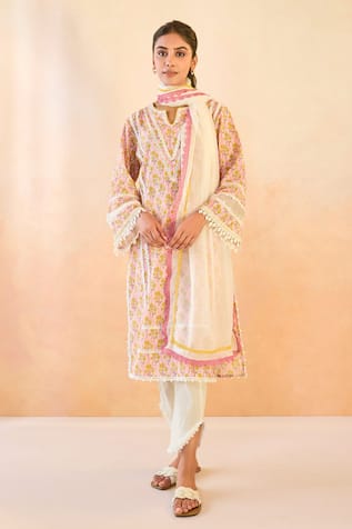 Nero India Pink Charm Cotton Kurta with Tulip Pants 