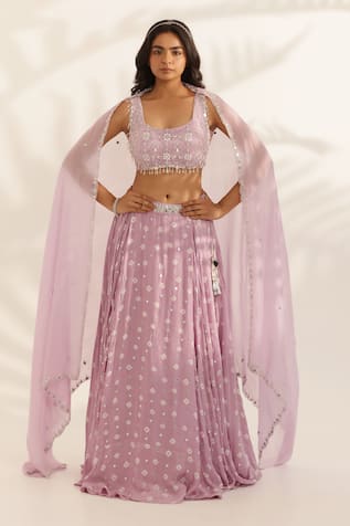 Manisha Soni Couture Lavender Bandhani Designer Lehenga Set 
