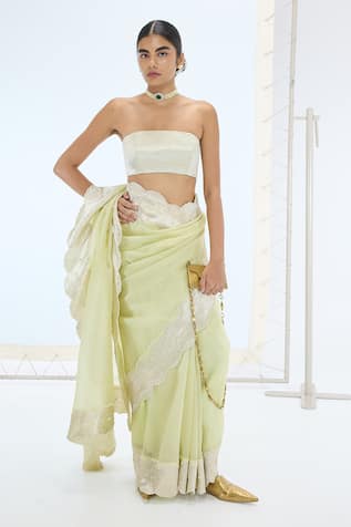 Ekaya Banaras Designer Handwoven Organza Saree Set 