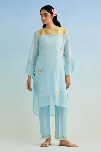 Anantaa By Roohi Blue Chanderi Embroidered Kurta Set 