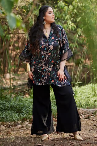 Mamicha Floral Print Kaftan & Pant Set 