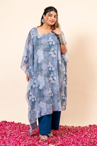 Mamicha Floral Print Kaftan & Pant Set 