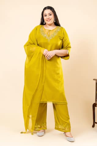 Mamicha Designer Dark Lime Green Kurta Set 
