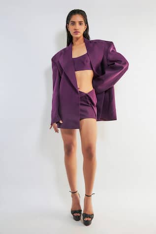 Deme By Gabriella Debbie Plain Jacket Skirt Set 