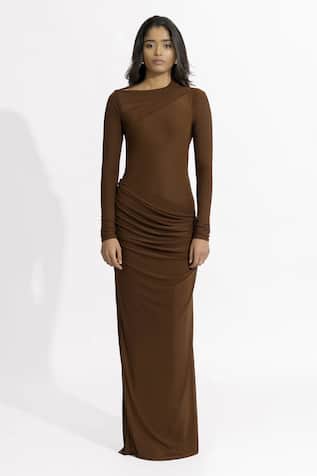 Deme By Gabriella Hena Pleated Draped Dress 