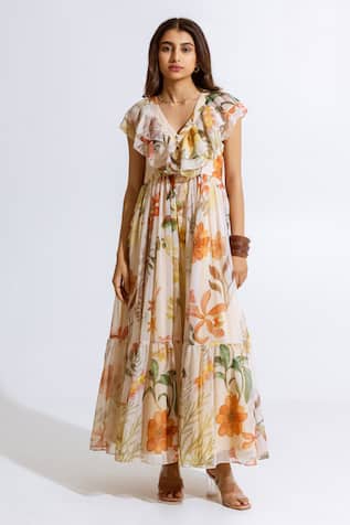 AROOP SHOP INDIA Floral Print Maxi Dress 