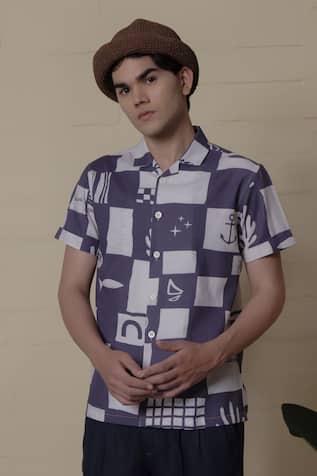 Lacquer Embassy Nautical Print Cotton Shirt 