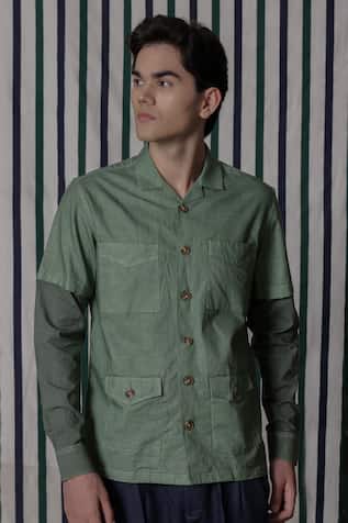 Lacquer Embassy Green Cotton Slub Shirt 