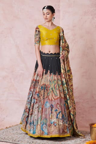 Aamra By Lavanya Hand Embroidered Silk Lehenga Set 
