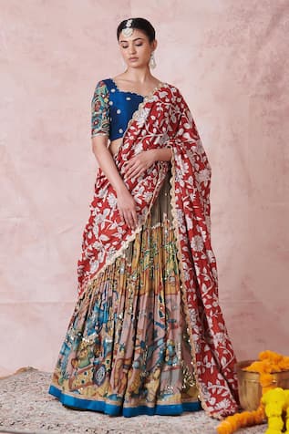 Aamra By Lavanya Olive-Green Hand Embroidered Lehenga Set 