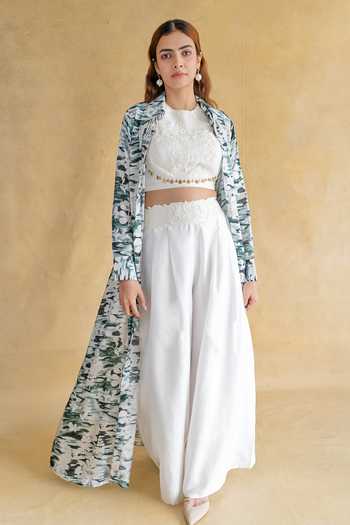 Shachi Sood White Dupion Silk Dune Rani Jacket Set 