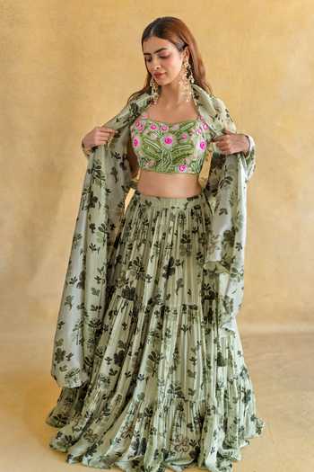 Shachi Sood Leela of Light Green Lehenga Set 