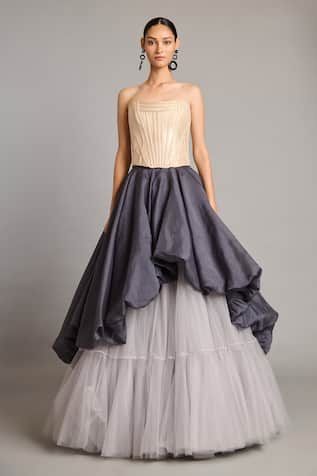 Siddartha Tytler Gold Textured Lame Quilted Corset 