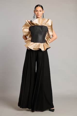 Siddartha Tytler Black Ruffle Corset 