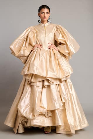 Siddartha Tytler Gold Textured Lame Opera Jacket 