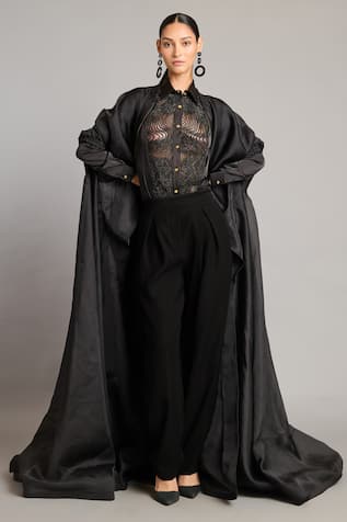 Siddartha Tytler Black Organza Opera Jacket 