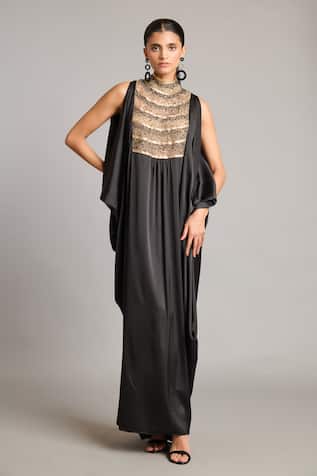 Siddartha Tytler Black Mixed Media Kaftan 