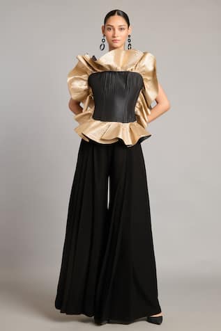 Siddartha Tytler Black Microfiber Hakama Pant 