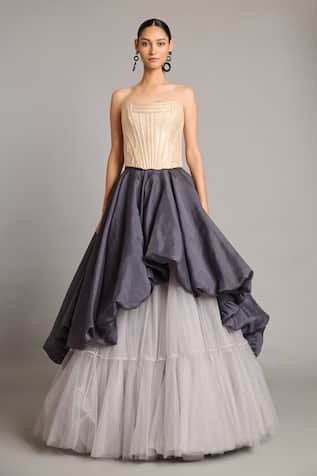 Siddartha Tytler Steel Grey Tulle Skirt 