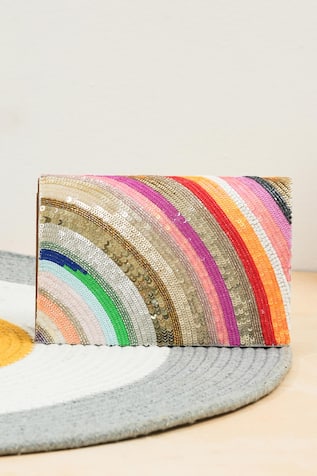 The Purple Sack Rainbow Handcrafted Sequin Clutch 