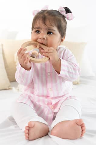 Tiber Taber Pink Striped Kurta & Pyjama Set 