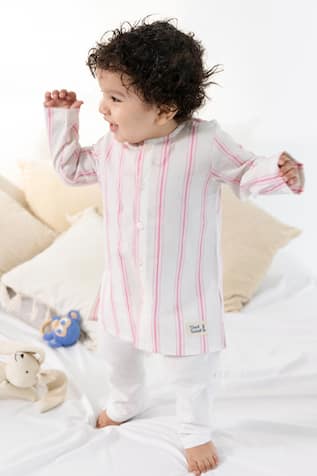 Tiber Taber Striped Pink Kurta & Pyjama Set 