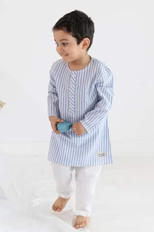 Tiber Taber Striped Cotton Kurta & Pyjama Set 