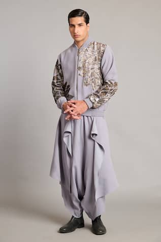 Siddartha Tytler Steel Grey Microfiber Flap Dhoti Pant 