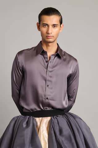 Siddartha Tytler Charcoal Satin Shirt 