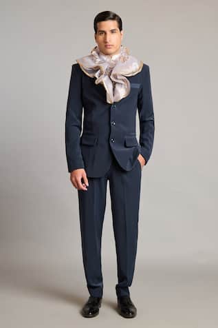 Siddartha Tytler Designer Grey Blazer with Scarf 