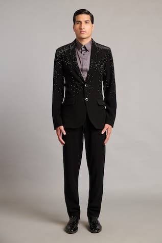 Siddartha Tytler Crystal Gradient Black Blazer 