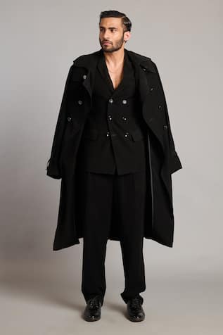 Siddartha Tytler Double-Breasted Black Blazer 