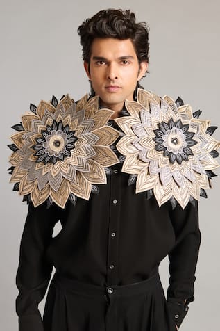 Siddartha Tytler 3D Mandala Black Microfiber Shirt 