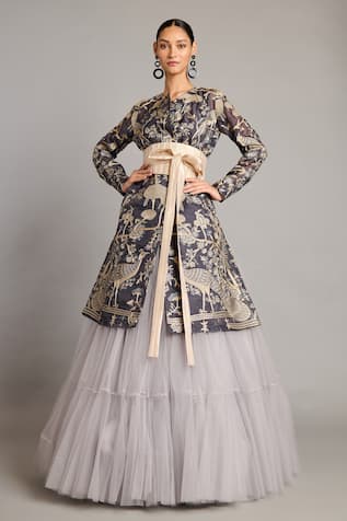 Siddartha Tytler Gold Textured Lame Obi Belt 