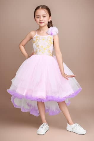 High Low Pink Embellished Dress 